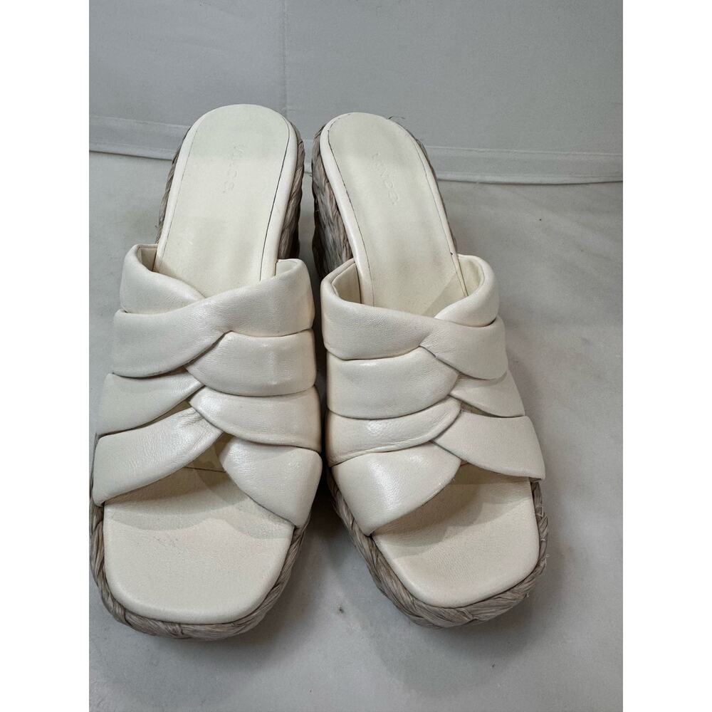 Vince Ivory Espadrille Wedge Slide Sandals Summer Chic Size 8.5 - Picture 2 of 8